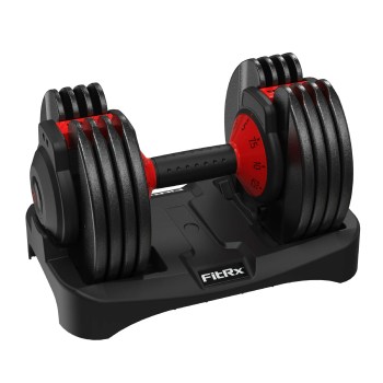 FitRx SmartBell, Quick-Select Adjustable Dumbbell for Home Gym, 5-25lbs. Weight in 2.5lbs Increments