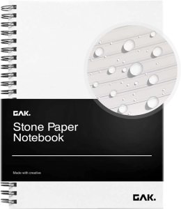 Stone Paper Waterproof Spiral Notebook, 7.20”x10.11”, 50 sheets, Durable Notebook, Eco-Friendly Mineral Stone Paper Notebook, Waterproof Notepad, Ruled, White