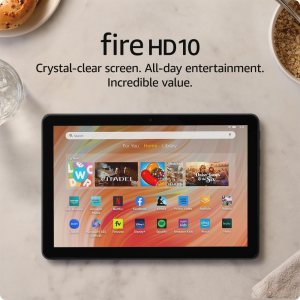 Amazon Fire HD 10 tablet, built for relaxation, 10.1" vibrant Full HD screen, octa-core processor, 3 GB RAM, latest model