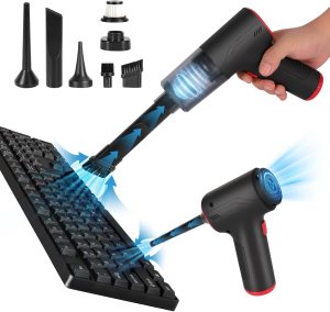 TOBTOS Compressed Air Duster - Rechargeable Air Duster and Vacuum 3 in 1, Computer Keyboard Cleaner, no Canned Air Duster for Car, Home and Office Dust Cleaning