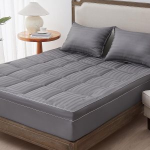 Topmiss Mattress Topper Queen for Hot Sleepers,Ultra Soft and Breathable Cooling Mattress Pad,Natural Soybean Fiber Overfilled Plush Pillow Top with 8-21 Inch Mattress Protector Pocket 60''x80''