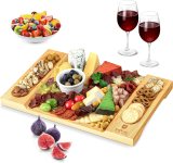 ROYAL CRAFT WOOD Charcuterie and Cheese Board - Large Bamboo Cheese Board - Serving Tray Platter - House Warming Gifts New Home, Gifts for Dad Fathers Day Dad Gifts from Daughter Son Wife - 15.5"x10"