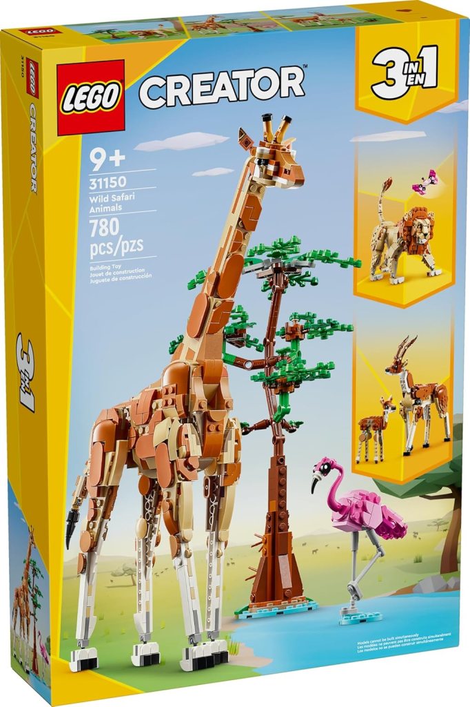 LEGO Creator 3 in 1 Wild Safari Animals, Rebuilds into 3 Different Safari Animal Figures - Giraffe Toy, Gazelle Toy or Lion Toy, Nature Toy, Building Set for Kids Ages 9 Years Old and Up, 31150