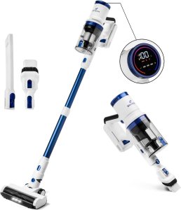 BRITECH Cordless Lightweight Stick Vacuum Cleaner, 300W Motor for Powerful Suction 40min Runtime, LED Display Screen & Headlights, Great for Carpet Cleaner, Hardwood Floor & Pet Hair