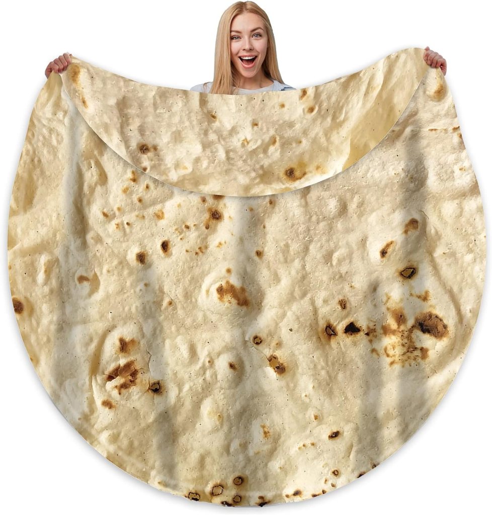 Bcareself Tortilla Blanket Adult Size Giant Double Sided for Kids Funny Realistic Food Personalized Throw Blanket Novelty Present for Everyone 300 GSM Soft Flannel 60 inches Yellow