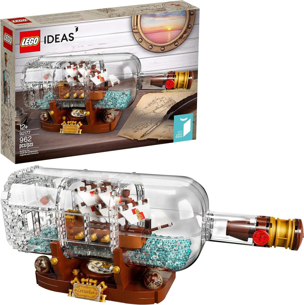 EGO Ideas Ship in a Bottle 92177 Expert Building Kit, Snap Together Model Ship, Collectible Display Set and Toy for Adults
