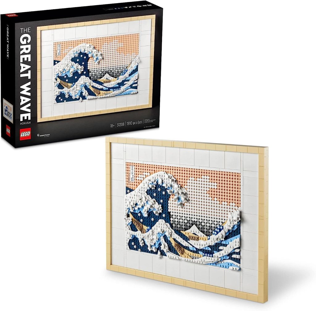 LEGO Art Hokusai – The Great Wave 31208, 3D Japanese Wall Art Craft Kit, Framed Ocean Canvas, Creative Activity Hobbies for Adults, DIY Home, Office Decor