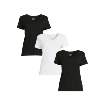 3-pack Time and Tru women’s V-neck tees for $7