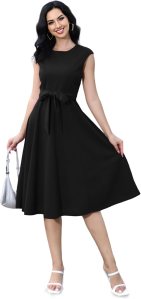 Malco Modes Chic Vintage Cocktail Dresses for Women | Classic 1950s Dresses for Women Burgandy Party Swing Dress