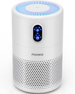 MOOKA Air Purifiers for Home Large Room up to 1076 ft², H13 True HEPA Air Filter Cleaner, Odor Eliminator, Remove Smoke Dust Pollen Pet Dander, Night Light(Available for California)