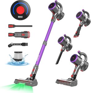 Cordless Vacuum Cleaner for Home, 38Kpa Stick Vacuum Cleaning with Touch Screen, Max 45 Mins Runtime, 2024 Latest Brushless Motor, 1.3L Dust Cup, Portable Vacuum for Carpet/Hard Floor