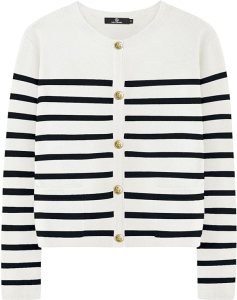 LILLUSORY Women's Striped Cardigan Sweaters Fall Oufits Clothes Fashion Trendy Long Sleeve Tops Casual Knit Lady Jackets