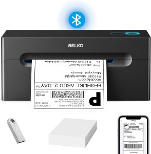 Nelko Bluetooth Thermal Shipping Label Printer, Wireless 4x6 Shipping Label Printer for Shipping Packages, Support Android, iPhone and Windows, Widely Used for Amazon, Ebay, Shopify (Black)