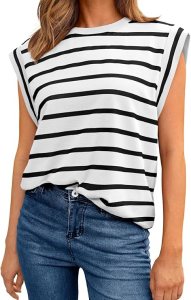 AUTOMET Women's Sleeveless Summer Tank Tops Casual Trendy T Shirts Basic Cute Trendy Cap Sleeve Oversized Tee Shirts