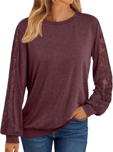 AUTOMET Womens Long Sleeve Shirts Lace Tops Comfy Trendy Clothes Casual Fall Fashion Outfits Basic Knitted Blouses 2024