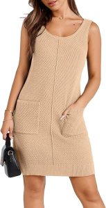 WIHOLL Womens Sleeveless Summer Dresses 2024 Casual Sundress Loose Bodycon Knit Crewneck Going Out Dress