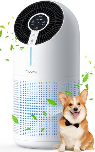  MOOKA Air Purifiers for Home Large Room up to 1095ft², H13 HEPA Filter Air Cleaner for Pets Bedroom Remove Smoke Dust Pollens Dander, Room Air Purifier
