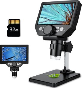 LCD Digital Microscope,5.5 Inch 1080P 10 Megapixels,1-1000X Magnification Zoom Wireless USB Stereo Microscope Camera,10MP Camera Video Recorder with HD Screen