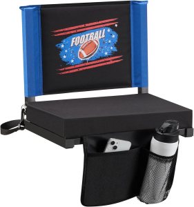 Stadium Seat, Stadium Seats with Back Support and Thick Cushion, Bleacher Seat with Shoulder Strap and Side Pocket Hold up 350lbs Bench Chair for Bleachers