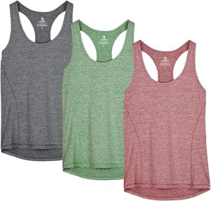 icyzone Women's Racerback Workout Athletic Running Tank Tops (Pack of 3)