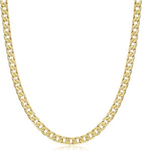 Barzel Gold Chain Necklace for Women, Men, Boys & Girls 18k Gold Plated Diamond Cut Curb/Cuban Link Chain Necklace 5MM For Men, Women & Teens - Made In Brazil