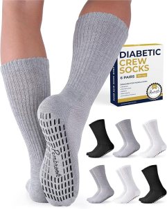 Pembrook 6 Pairs Diabetic Socks with Grippers for Men & Women - 12 Colors Neuropathy Socks for Women | Edema Socks