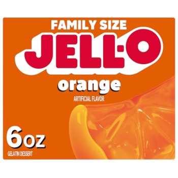 Jell-O Orange Gelatin Dessert Mix, Family Size, 6 oz Box
