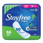 Stayfree Maxi Pads for Women, Super – 66 Count