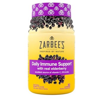 Zarbee’s Elderberry Gummies Daily Immune Support Supplement with Vitamins A C D
