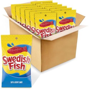 SWEDISH FISH Soft & Chewy Gummy Candy, Bulk Candy, 12-8 oz Bags