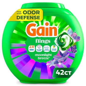 Gain Flings Liquid Washing Detergent Pods with Odor Defense + Color Guard
