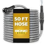BIONIC STEEL 50 Ft Metal Garden Hose with Sprayer Nozzle