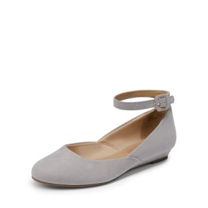 DREAM PAIRS Women’s Dress Flats Ballet Low Wedge Round Toe Ankle Strap Comfortab