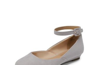 DREAM PAIRS Women’s Dress Flats Ballet Low Wedge Round Toe Ankle Strap Comfortab