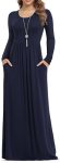 VIISHOW Women’s Long Sleeve Loose Plain Maxi Dresses Casual Long Dresses with Po
