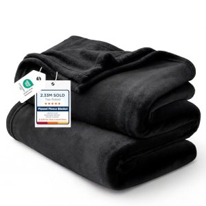 Bedsure GentleSoft Fleece Throw Blanket for Couch Black