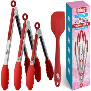 Kaluns Kitchen Tongs for Cooking Grilling Set of 4