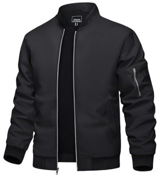 TACVASEN Bomber Jacket Men Black Jacket Casual Mens Jackets Casual Stylish Light