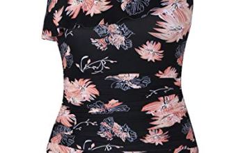 Hilor Women’s Sexy One Piece Swimsuits Ruched Slimming One Shoulder Bathing Suit