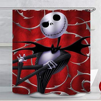 hipaopao Nightmare Before Christmas Skull Shower Curtain Sets Bathroom Halloween