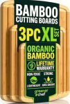 Greener Chef Luxury XL Bamboo Cutting Board Set of 3 with Vertical Grain Strengt