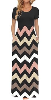 AUSELILY Plus Size Floral Maxi Dress for Women Summer Casual Short Sleeve Crewne