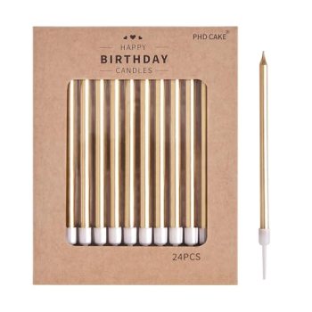 PHD CAKE Champagne Gold Long Thin Metallic Birthday Candles