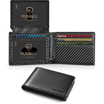RUNBOX Wallet for Men and Women Slim Rfid Leather 2 ID Window With Gift Box