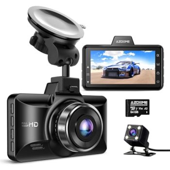 AZDOME M01 Dual Dash Cam Front and Rear with Free 64GB Card