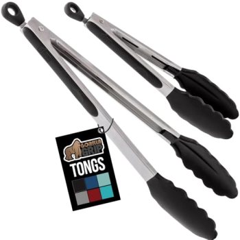 GORILLA GRIP Stainless Steel Heat Resistant Kitchen Tongs for Cooking