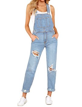 luvamia Women’s Casual Stretch Adjustable Denim Bib Overalls Jeans Pants Jumpsui