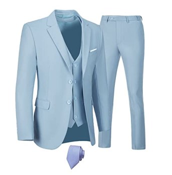 Men Suits Slim Fit 2 Button 3 Piece Suit Set