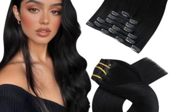 Moresoo Jet Black Clip in Hair Extensions Human Hair 20 inch Remy Straight Doubl