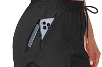 Mancreda Women’s Running Shorts with Liner 3 Zipper Pockets Elastic Workout Athl